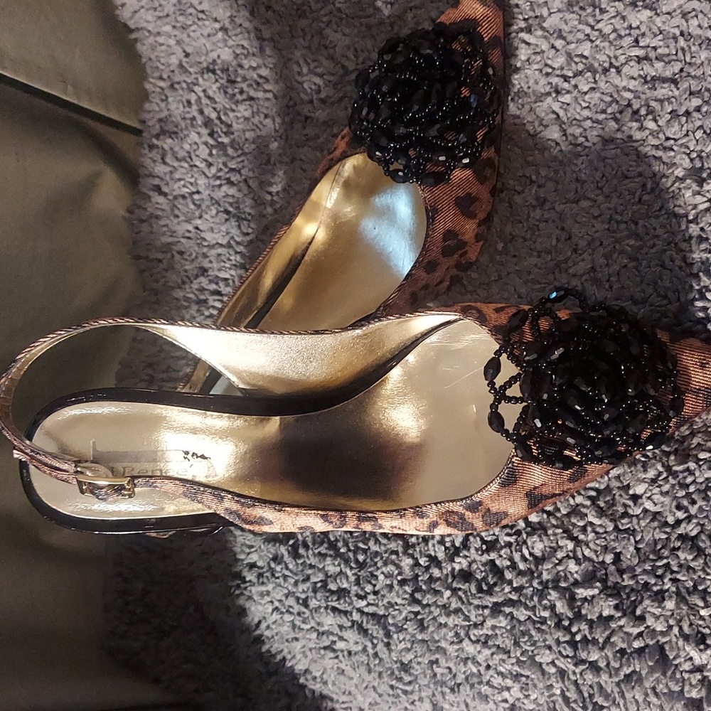 J.Renee Beaded Animal Print Slingback Sz.8.5
